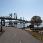 In Iowa, the Mississippi River Trail runs underneath the I-74 bridge.