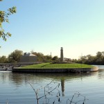 confluence The small lighthouse-like structure marks the confluence of the Chicago Sanitary and Ship Canal and the Calumet Sag Canal.