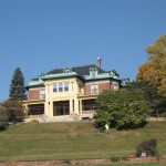 One of the mansions overlooking the Mississippi River from a river bluff in Davenport, Iowa.