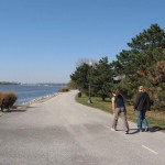 Walkers enjoy the many miles of riverside pathway in the Quad Cities area.